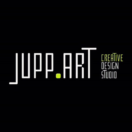jupp.art logo gif jupp.art logo design brand identity system geometric monochrome with lime green accent